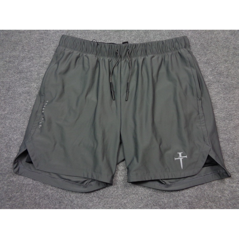 Three Nails Pro Tech 2.0 Liner Shorts Mens XL Gray Lined Elastic Waist Pockets